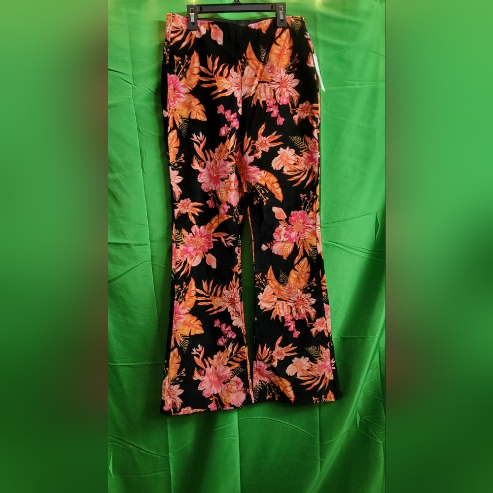 No Boundaries Floral Print Pants - Black and Pink